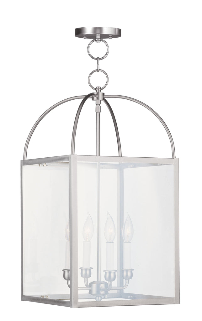 Livex Milford 4 Light Brushed Nickel Chain Lantern - C185-4042-91