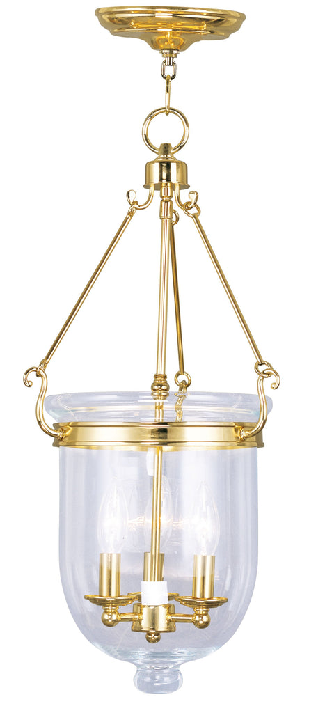 Livex Jefferson 3 Light Polished Brass Chain Lantern - C185-5064-02