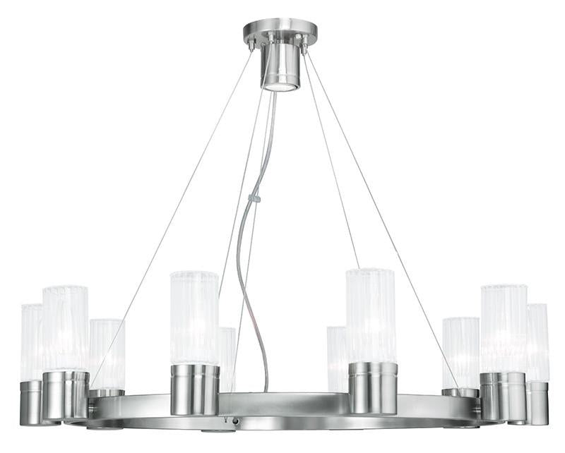 Livex Midtown 10 Light Brushed Nickel Chandelier - C185-50699-91