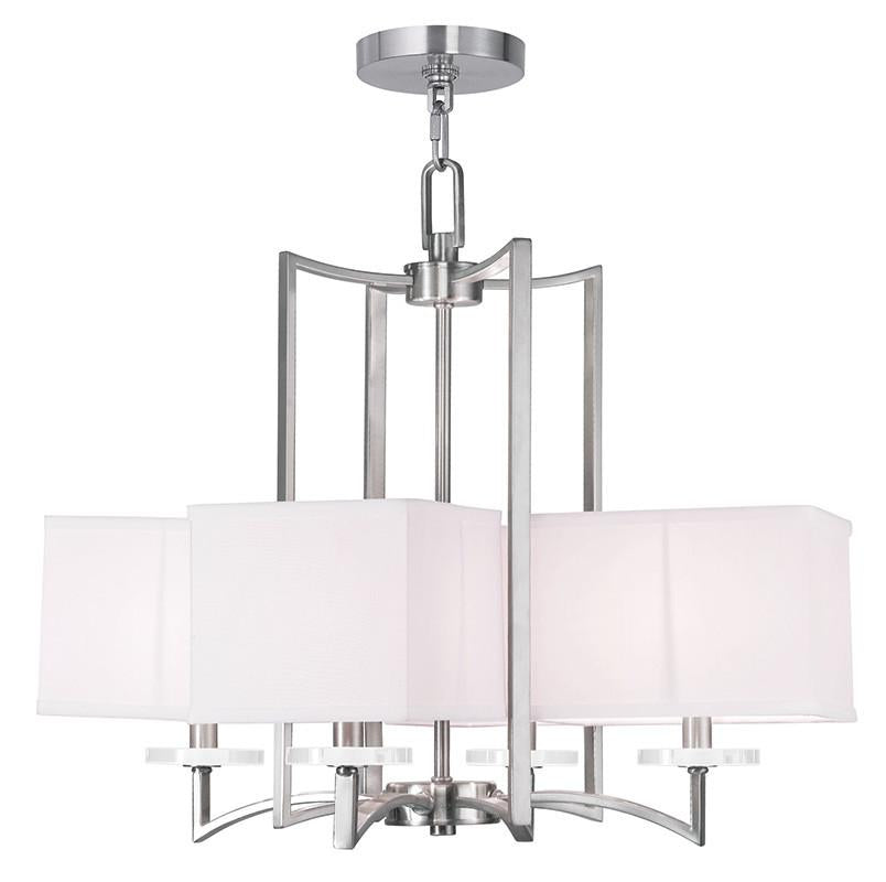 Livex Woodland Park 4 Light Brushed Nickel Chandelier - C185-50705-91