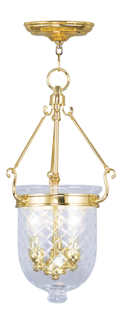 Livex Jefferson 3 Light Polished Brass Chain Lantern - C185-5073-02