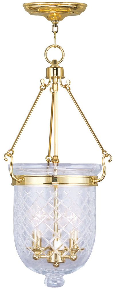 Livex Jefferson 3 Light Polished Brass Chain Lantern - C185-5074-02