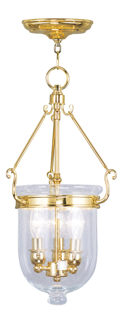 Livex Jefferson 3 Light Polished Brass Chain Lantern - C185-5083-02