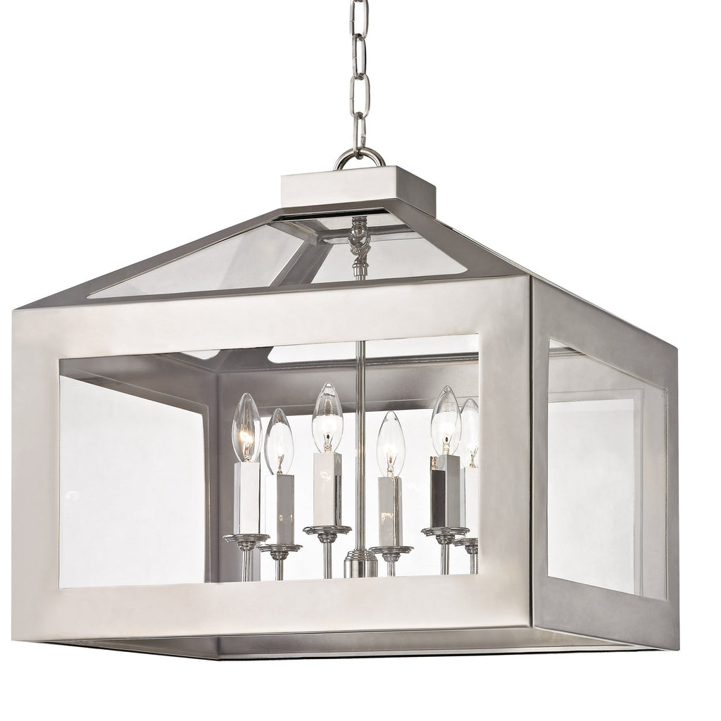 6 Light Polished Nickel Transitional Modern Chandelier - C193-6056-PN