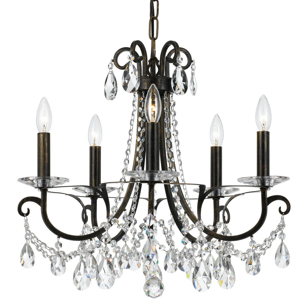 5 Light English Bronze Transitional Modern Chandelier Draped In Clear Hand Cut Crystal - C193-6825-EB-CL-MWP