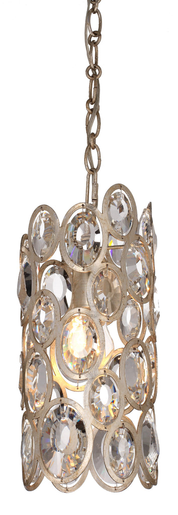 1 Light Distressed Twilight Eclectic Pendant Draped In Hand Cut Crystal - C193-7580-DT